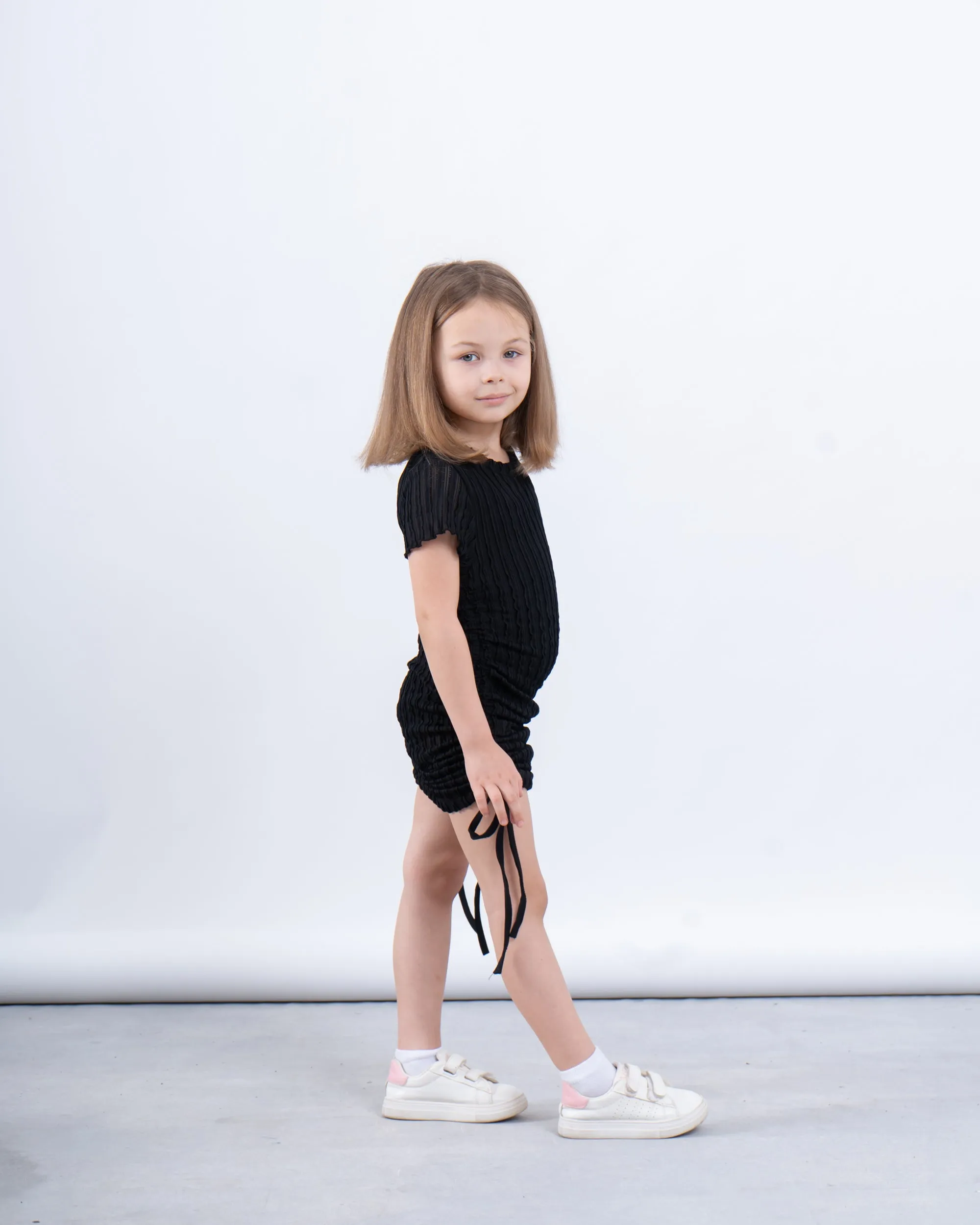 Girls’ Ribbed Ruched Dress