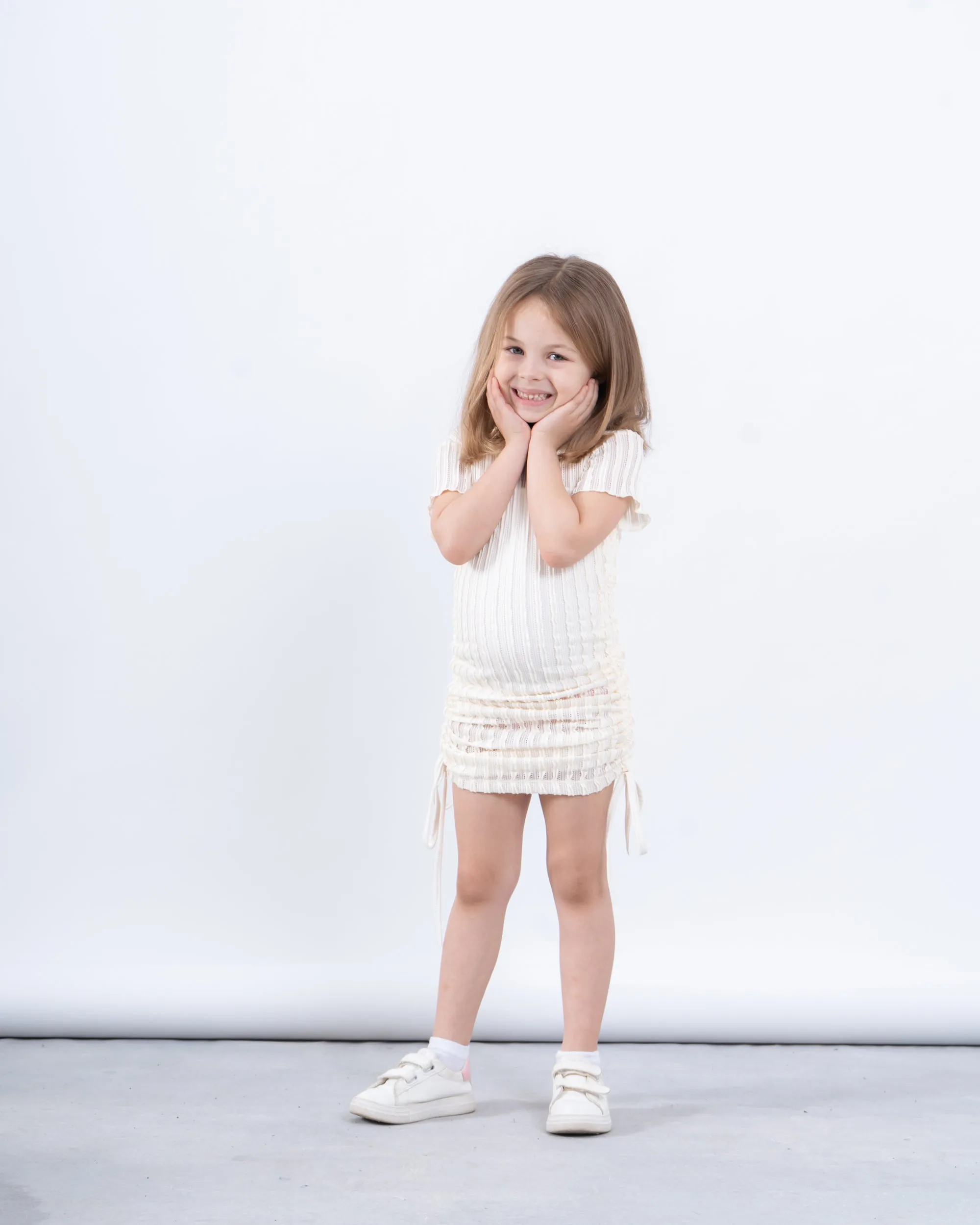 Girls’ Ribbed Ruched Dress