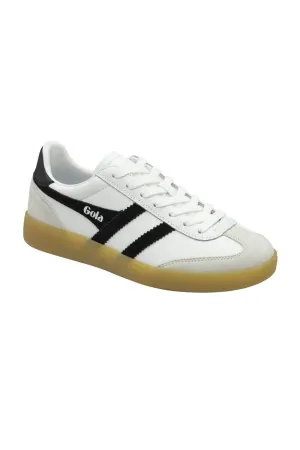 Gola Viper Leather Sneakers for Women in White/Black | CLB744-WHITE/BLACK