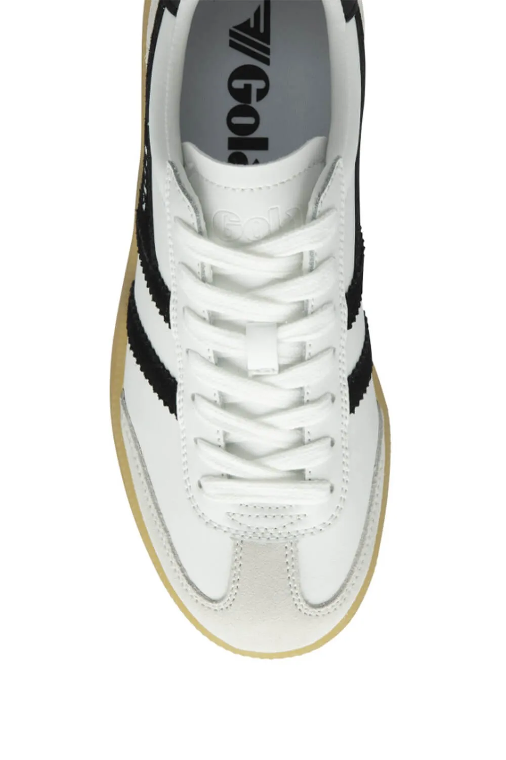 Gola Viper Leather Sneakers for Women in White/Black | CLB744-WHITE/BLACK