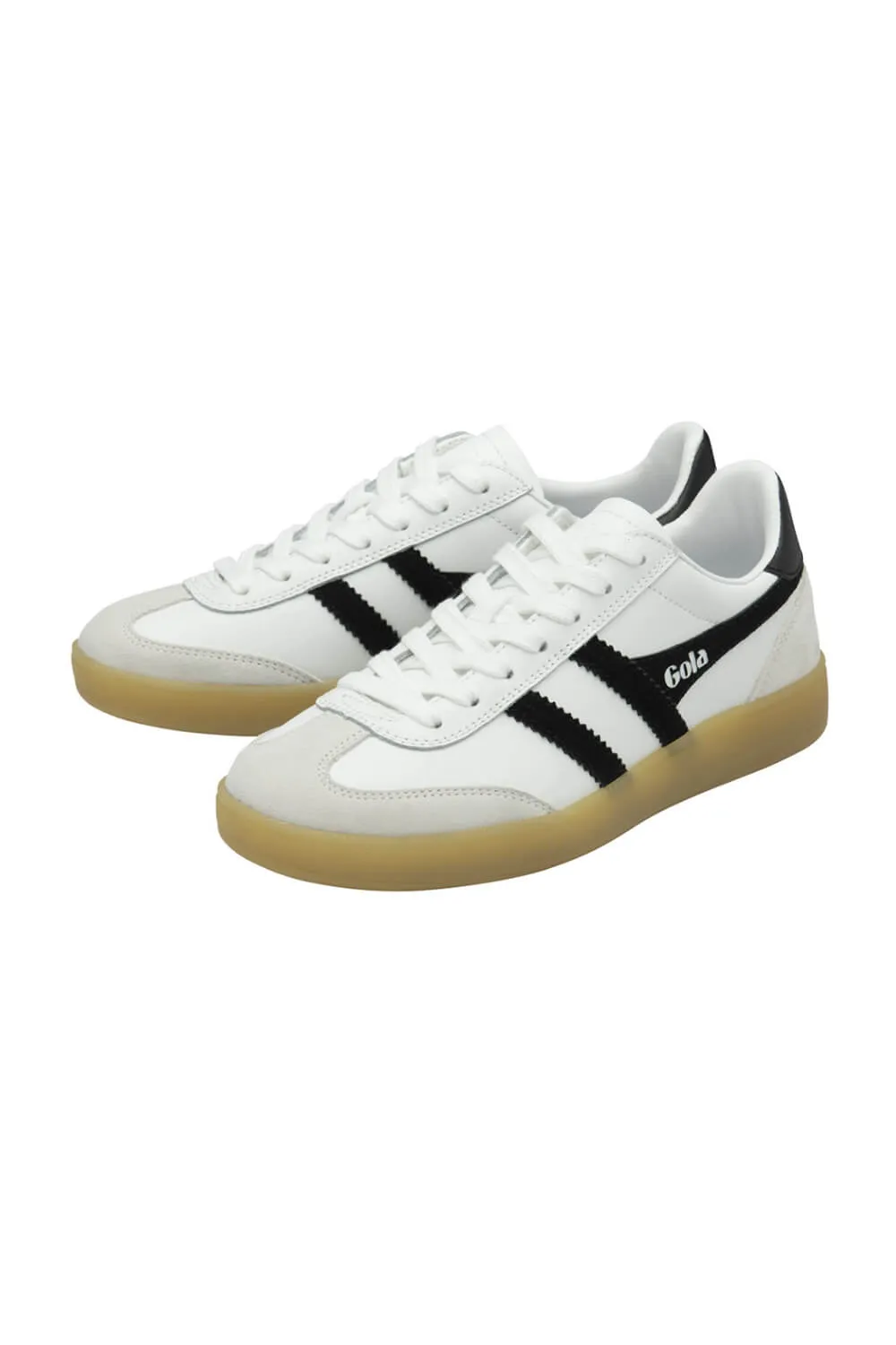 Gola Viper Leather Sneakers for Women in White/Black | CLB744-WHITE/BLACK