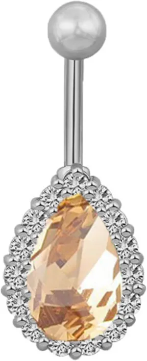 Greendou Fashion Jewelry 316L Stainless Steel Teardrop Belly Button Rings Body Piercing Reverse Sexy Navel Rings (Silver Champagn) Greendou Fashion Jewelry 316L Stainless Steel Teardrop Belly Button Rings Body Piercing Reverse Sexy Navel Rings (Silver Champagn)