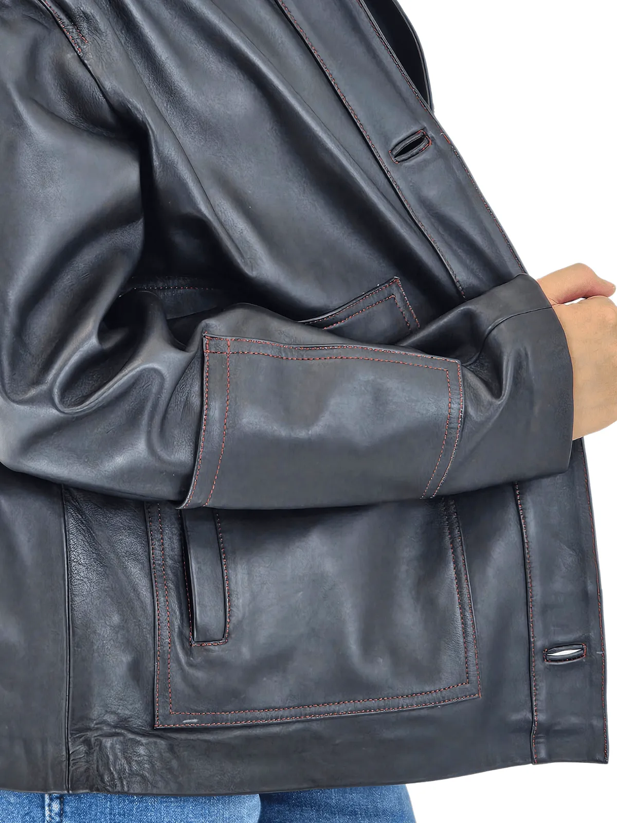 Handcrafted Oversized Women's Sheepskin Leather Jacket – Classic Black, Stylish & Versatile