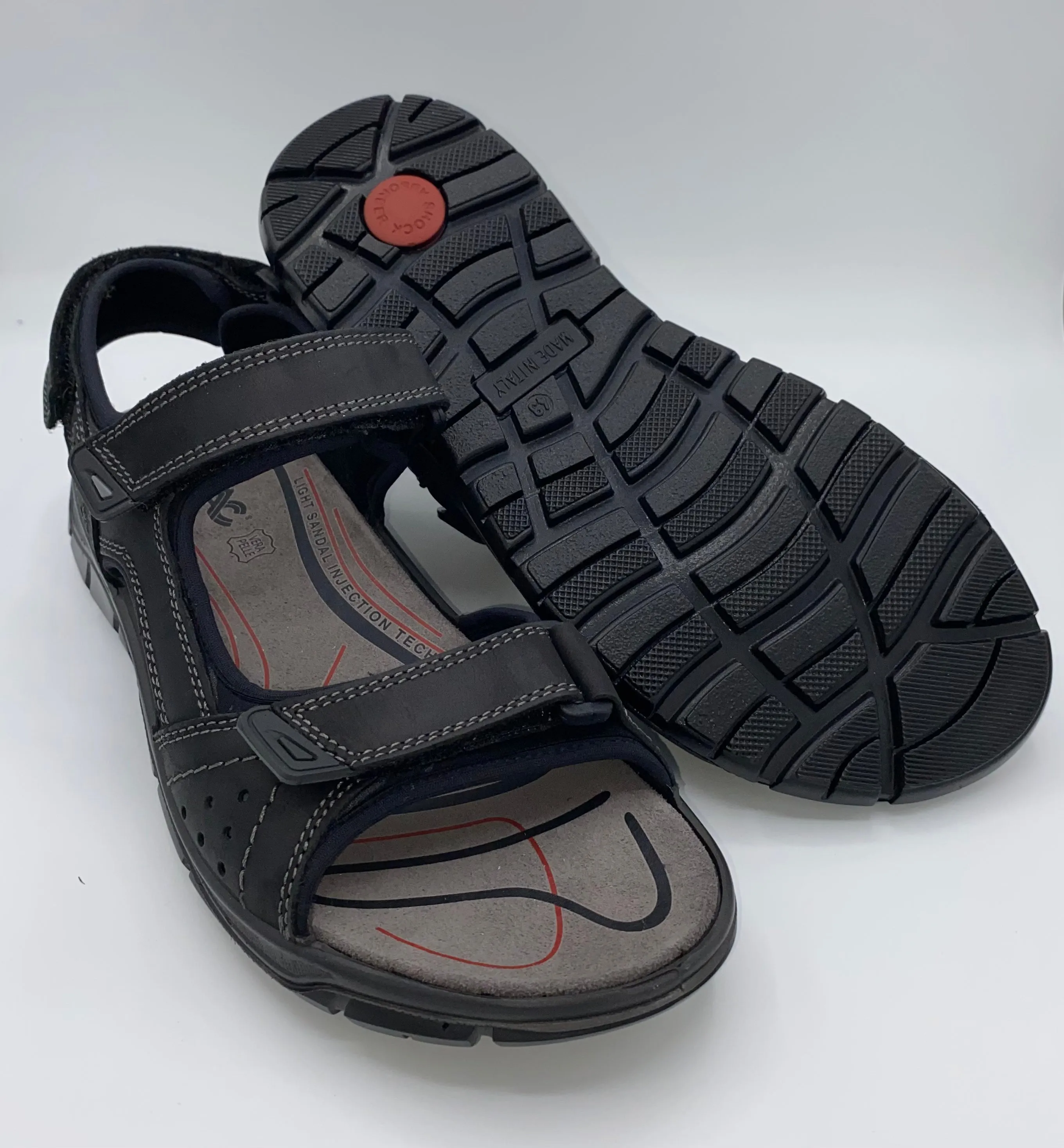 IMAC Italian Leather Velcro Sandals Black/Grey - 196269 3400/018