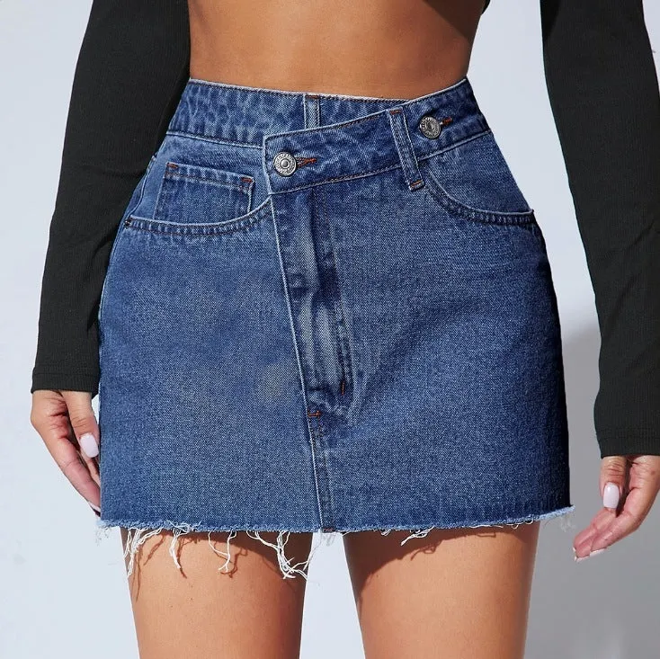 Irregular Denim Short Skirt – Stylish & Trendy for Petite Sizes
