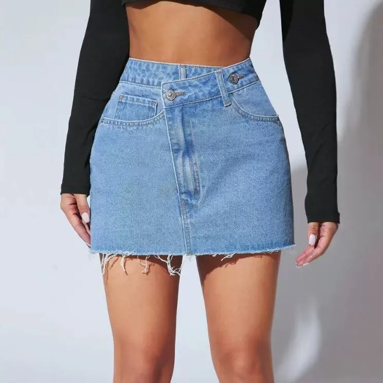 Irregular Denim Short Skirt – Stylish & Trendy for Petite Sizes