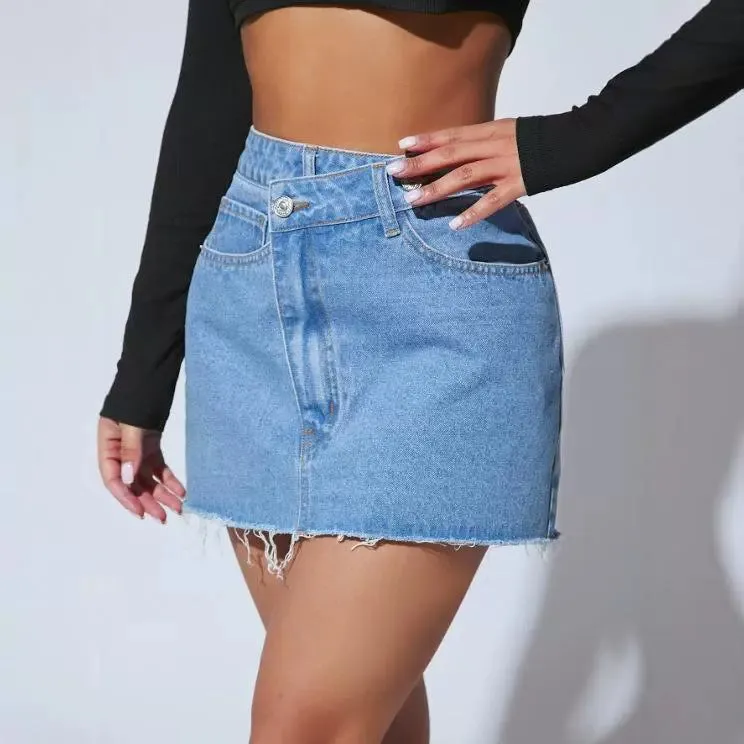 Irregular Denim Short Skirt – Stylish & Trendy for Petite Sizes