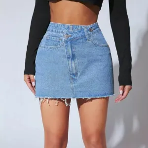 Irregular Denim Short Skirt – Stylish & Trendy for Petite Sizes