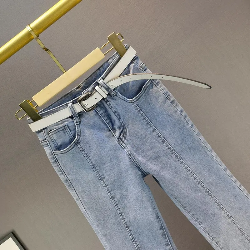 Irregular Split Pearl Flared Jeans for Women  Spring Summer