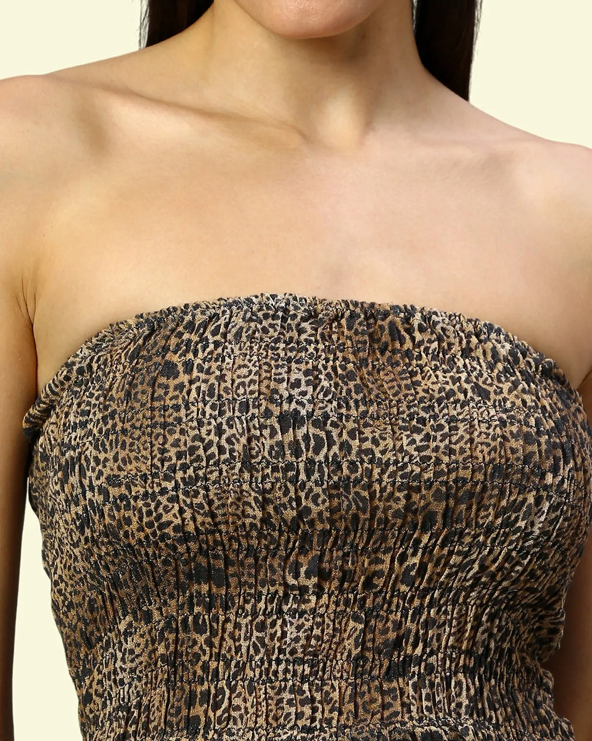 Leopard Print Strapless Mini Dress