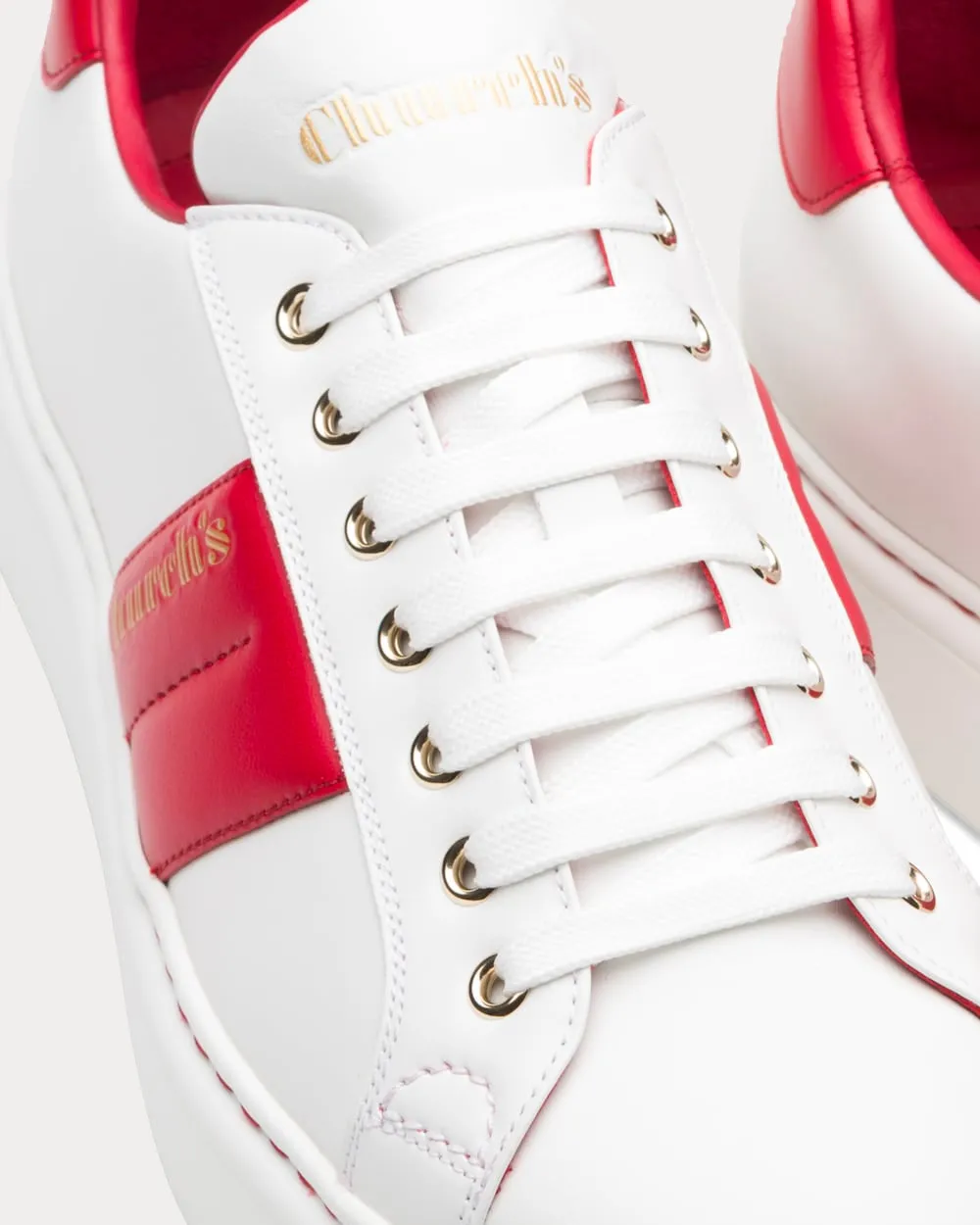 Mach 3 Soft Calf Leather Classic White / Red Low Top Sneakers
