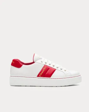 Mach 3 Soft Calf Leather Classic White / Red Low Top Sneakers