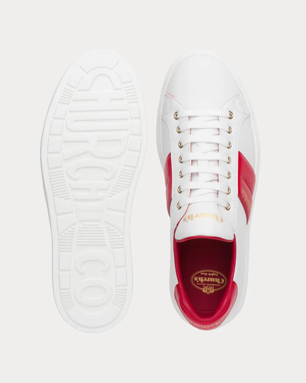 Mach 3 Soft Calf Leather Classic White / Red Low Top Sneakers