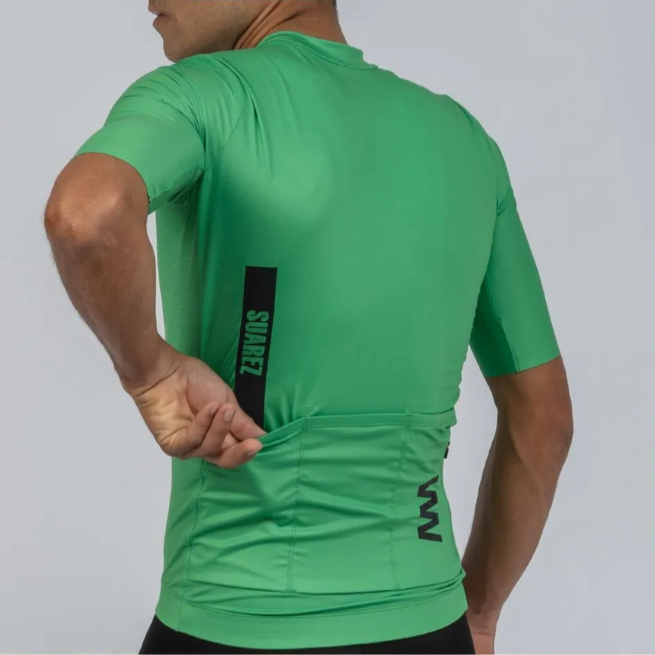 Men's Avant Solid Classic Green Short Sleeve Cycling Jersey by Suarez