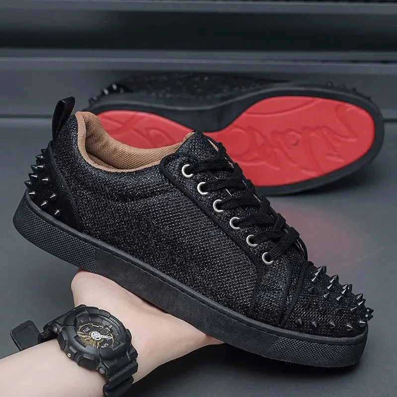 Men's Punk Rivet Sneakers for Men | Canvas Platform Shoes