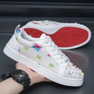 Men's Punk Rivet Sneakers for Men | Canvas Platform Shoes