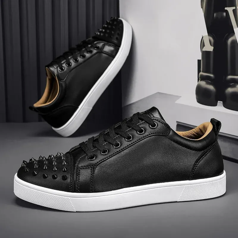 Men's Punk Rivet Sneakers for Men | Canvas Platform Shoes