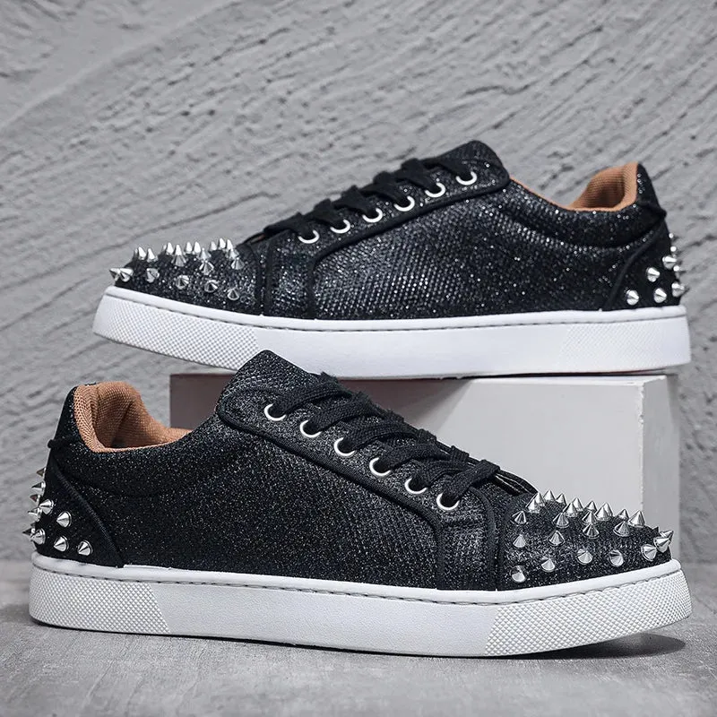 Men's Punk Rivet Sneakers for Men | Canvas Platform Shoes