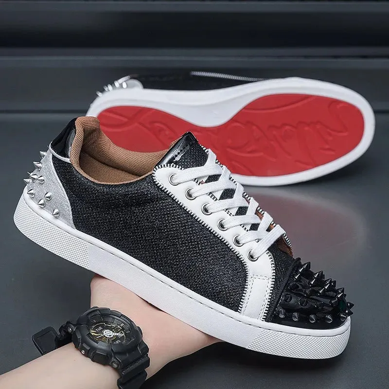 Men's Punk Rivet Sneakers for Men | Canvas Platform Shoes