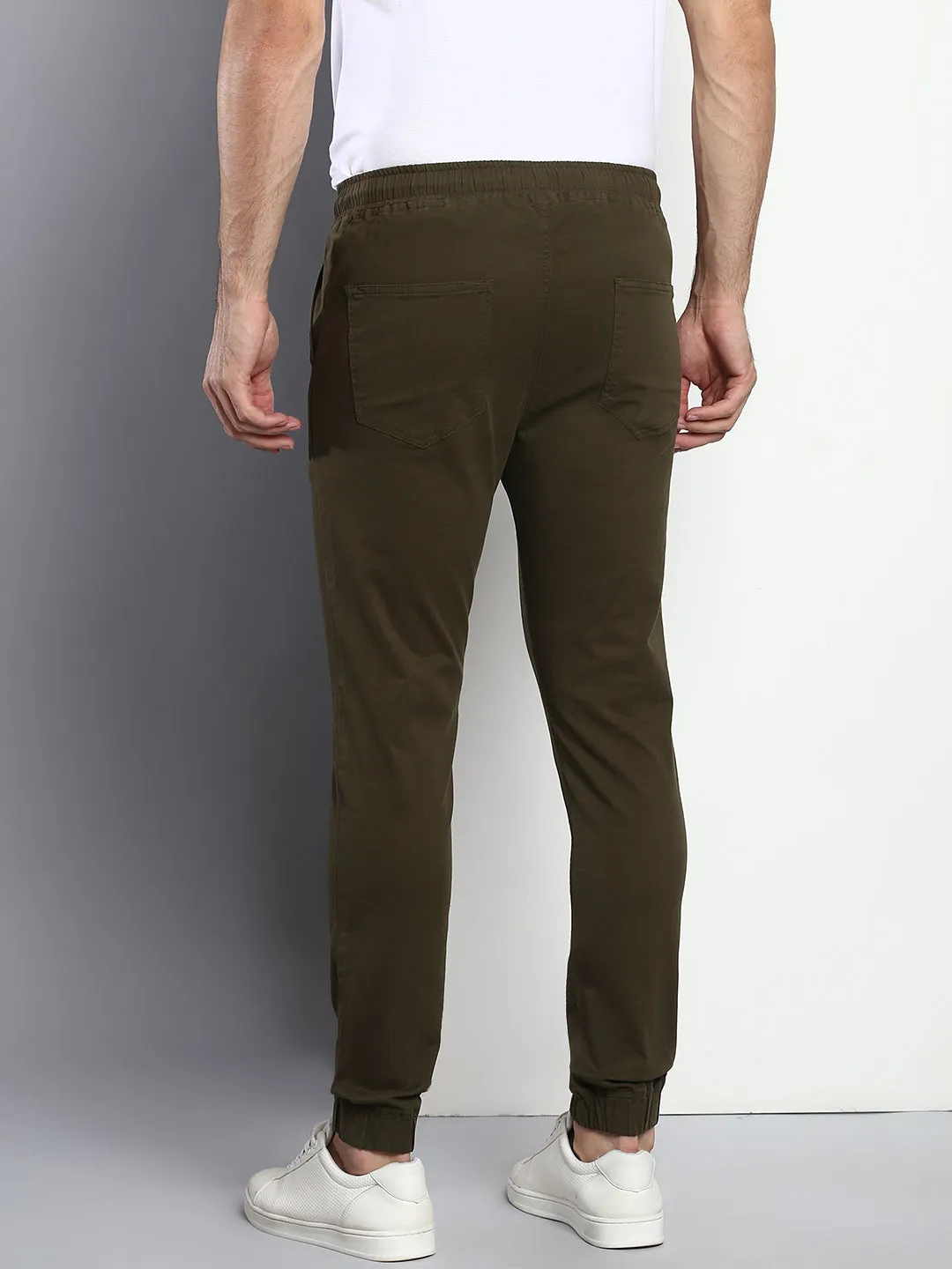 Men's Straight Fit Cotton Joggers (Olive)