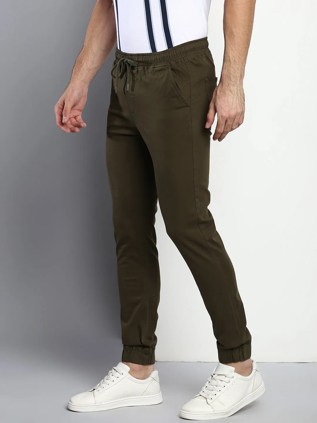 Men's Straight Fit Cotton Joggers (Olive)