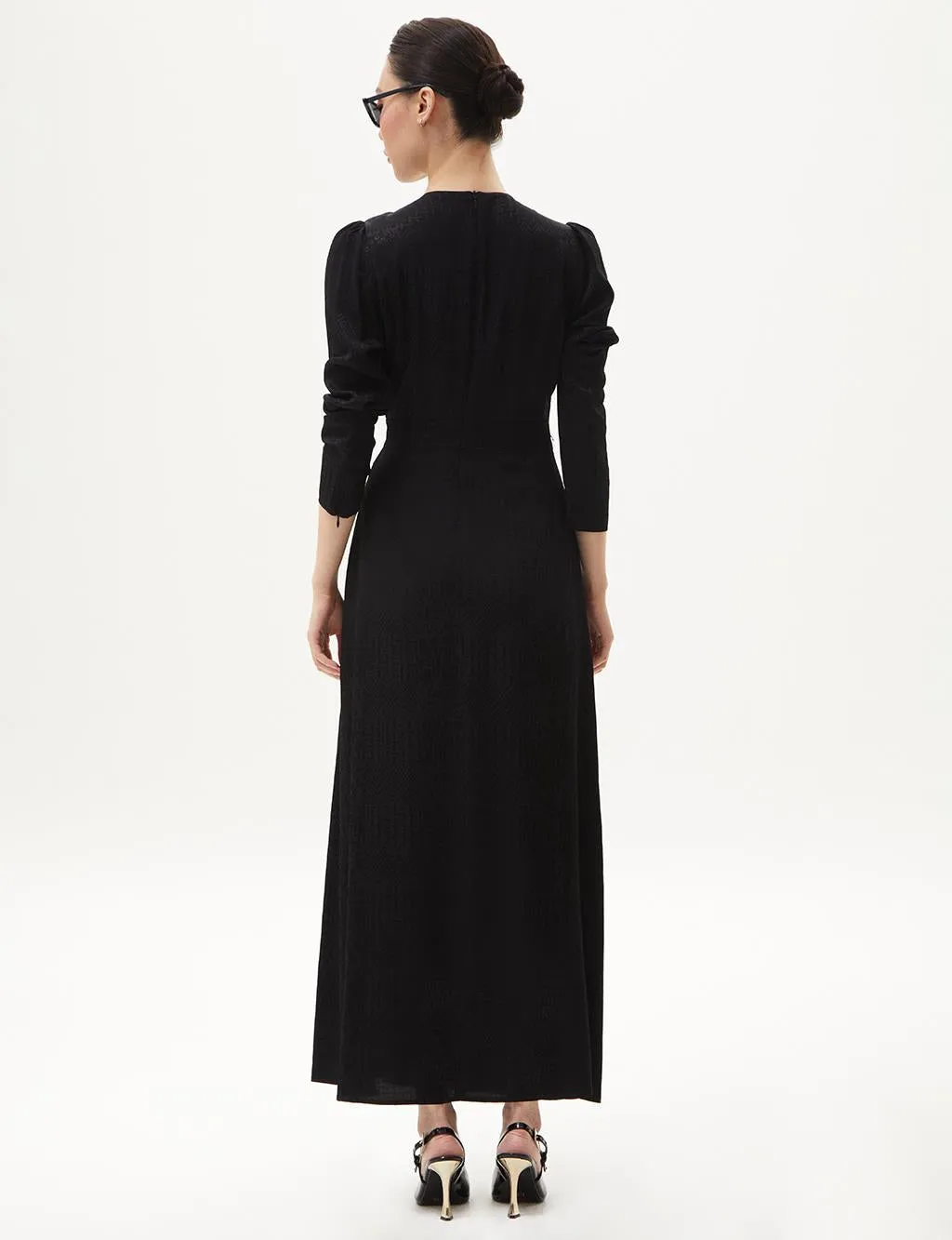 Metal Buckle Detailed Stylish Black Dress