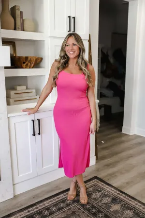 Mittoshop Side Slit Wide Strap Midi Tank Dress WH