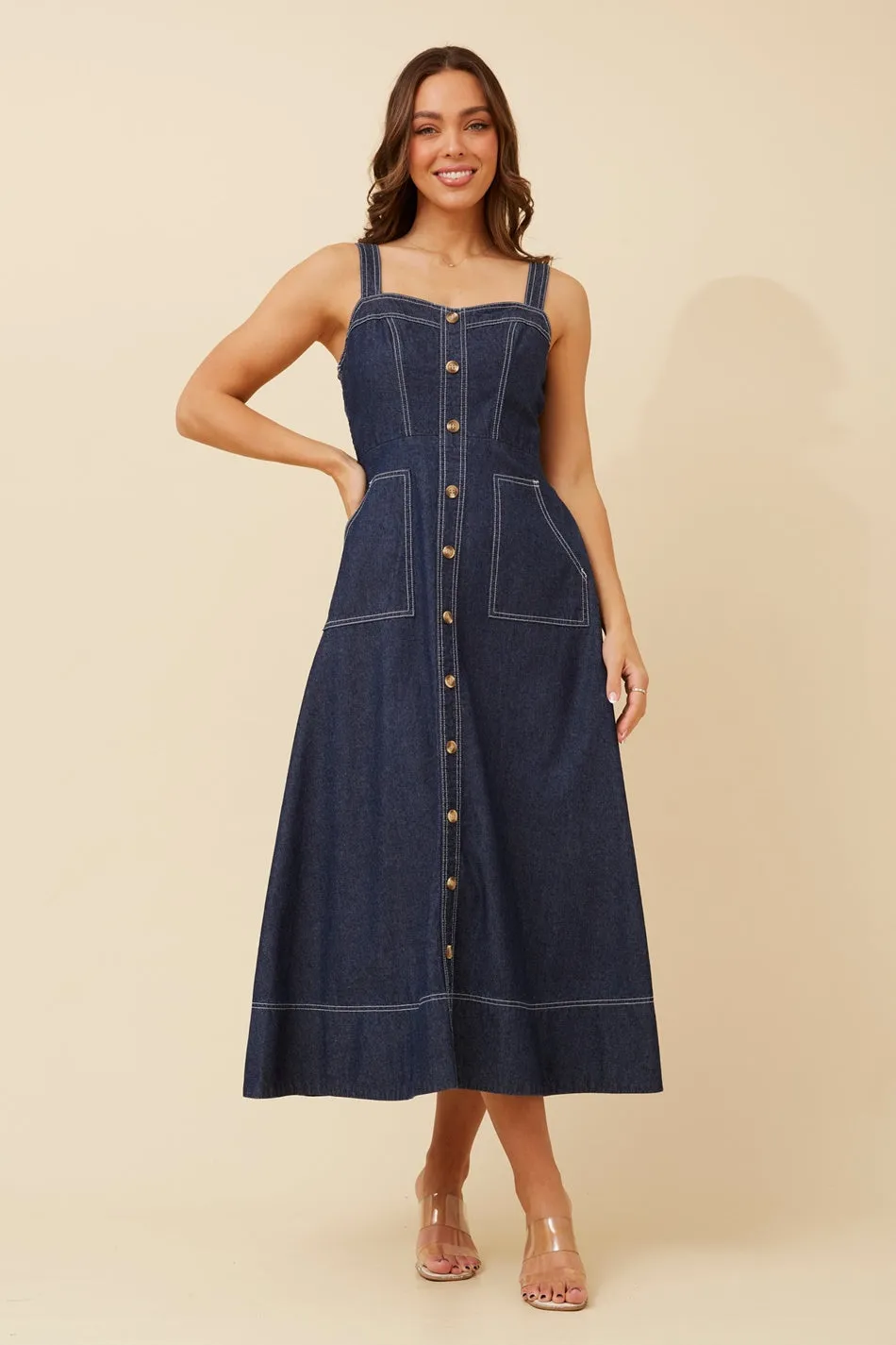 NEBRASKA SLEEVELESS DENIM DRESS