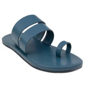 Paaduks Uri Toe-Ring Vegan Leather Slides for Men (Midnight Green)