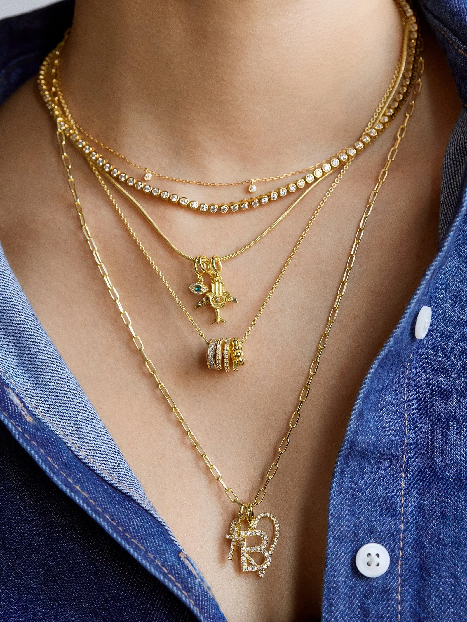 Pavé Initial Cluster Charm - R