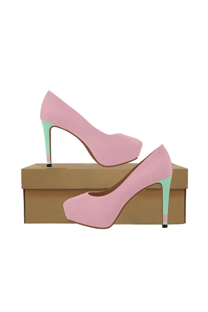 Pink and Green Women's High Heels