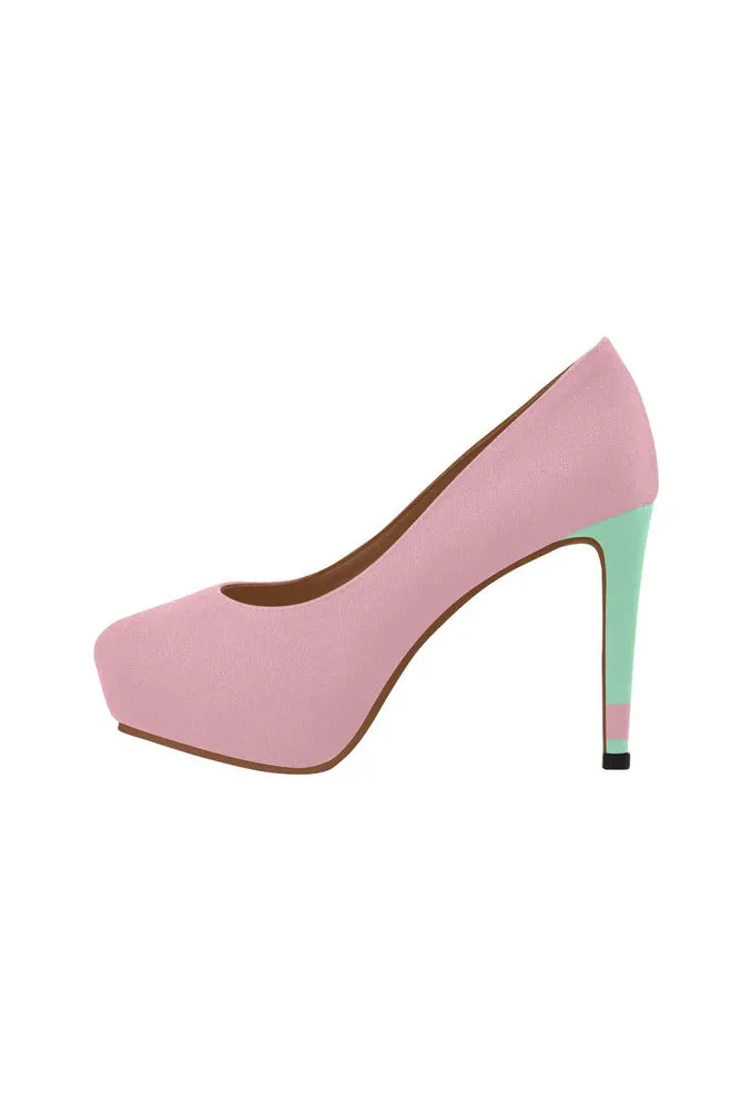 Pink and Green Women's High Heels