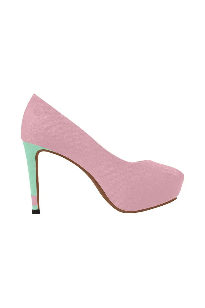 Pink and Green Women's High Heels