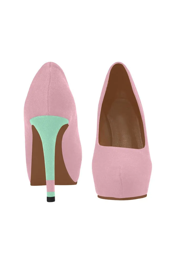 Pink and Green Women's High Heels