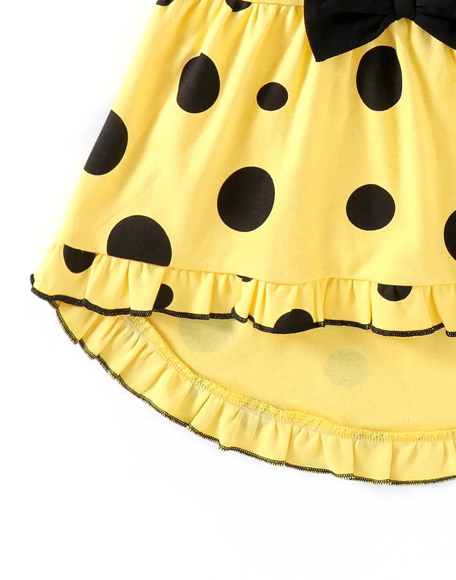 Polka Frill with Bow Top Shorts Set