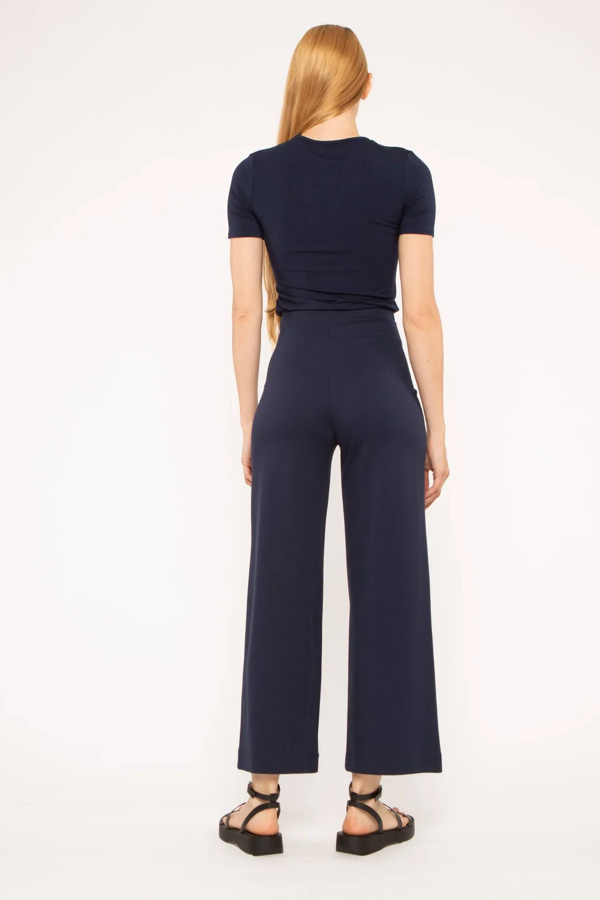 Ponte Knit Straight Leg Pant: Cropped