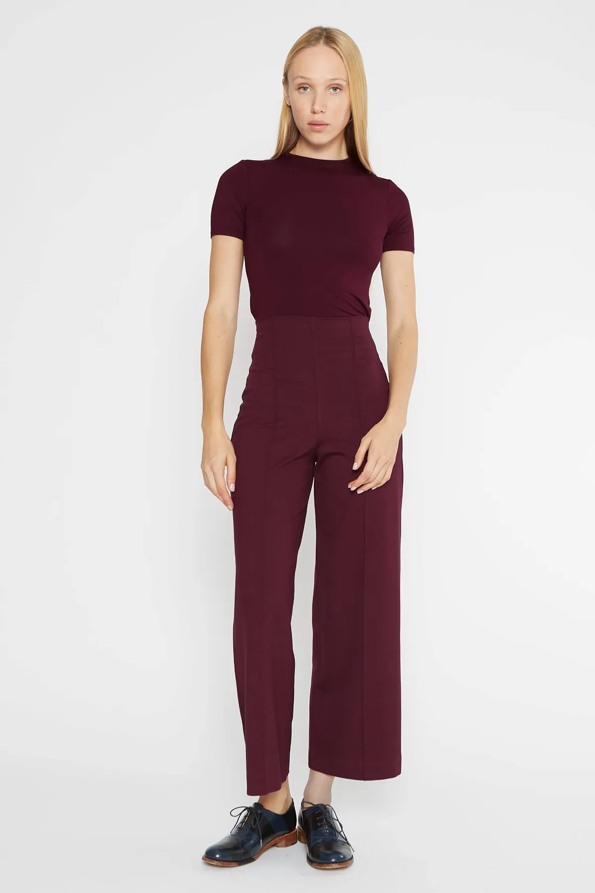 Ponte Knit Straight Leg Pant: Cropped