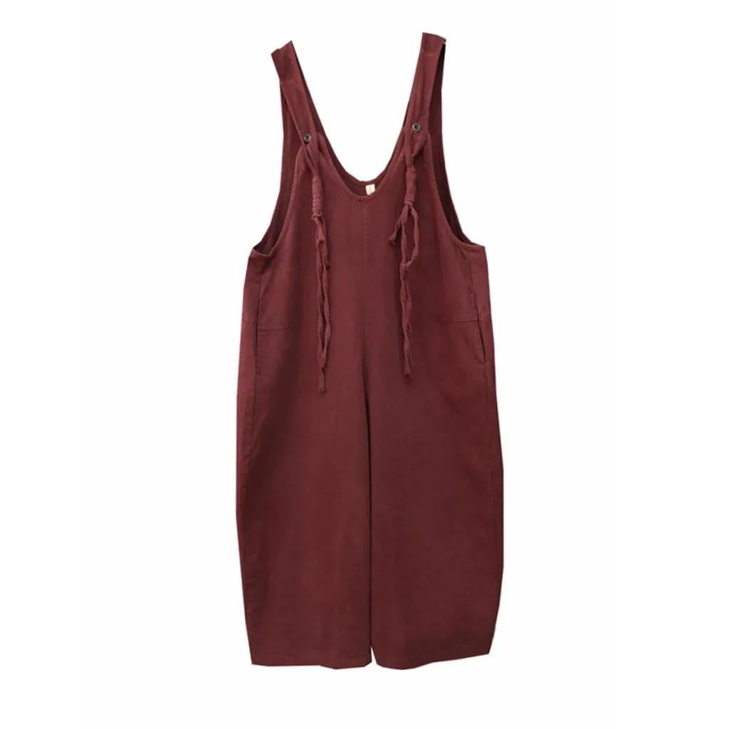 Retro Loose Angora Red Overalls Dungarees