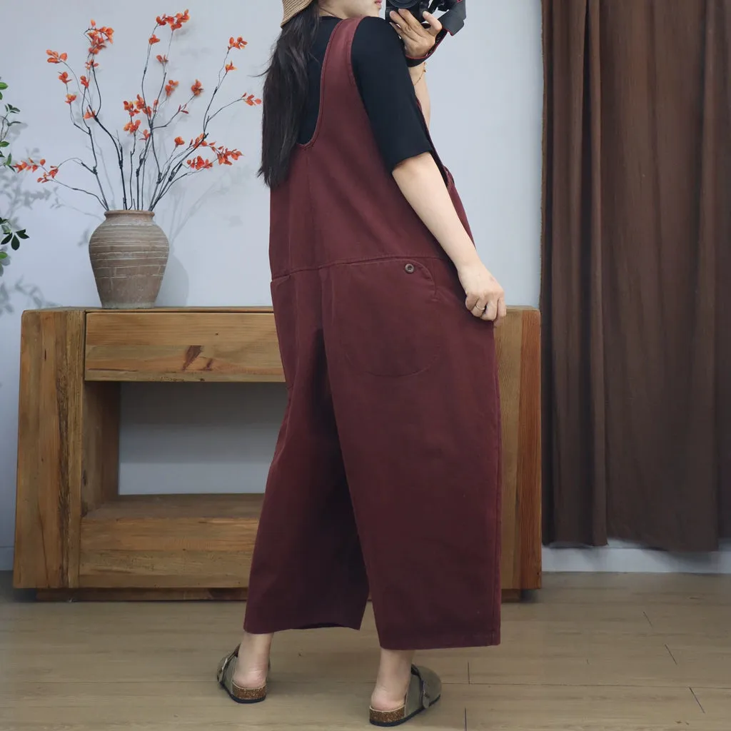 Retro Loose Angora Red Overalls Dungarees