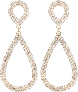 Rhinestone Teardrop Dangle Earrings Sparkly Wedding Jewelry