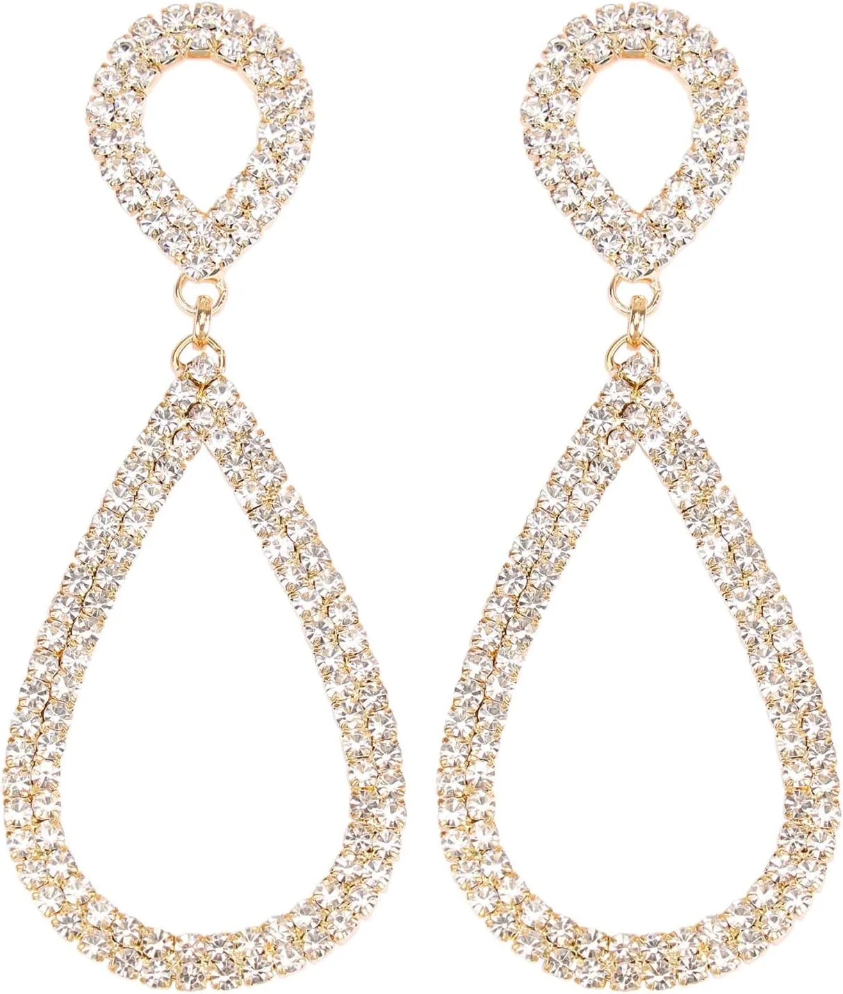 Rhinestone Teardrop Dangle Earrings Sparkly Wedding Jewelry