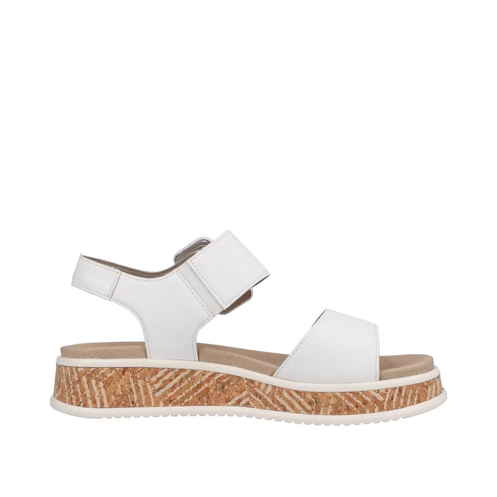Rieker W0800-80 Ladies White Leather Touch Fastening Sandals