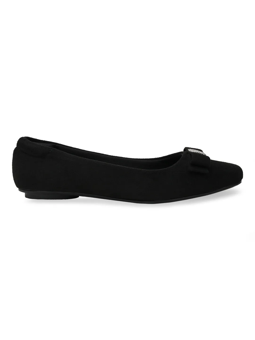 Rocia By Regal Black Women Suede Bow Ballerinas