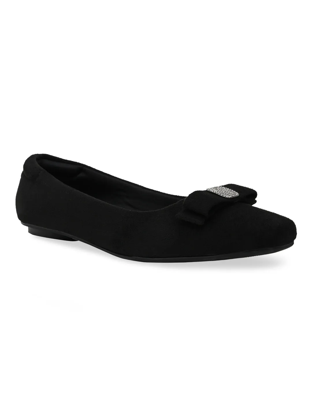 Rocia By Regal Black Women Suede Bow Ballerinas