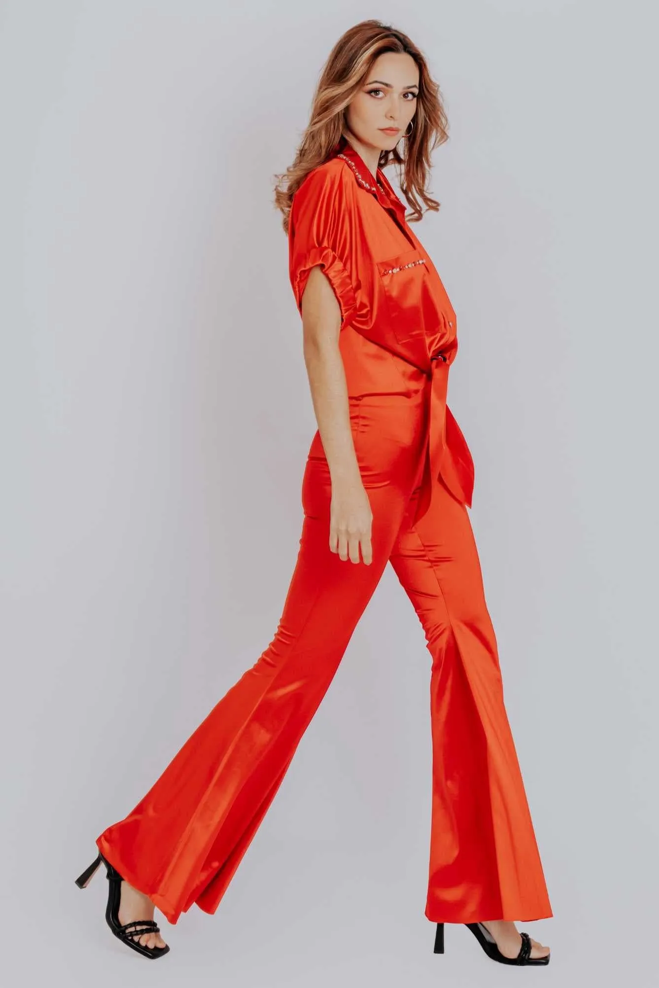 Rosie Tie Front Satin Shirt