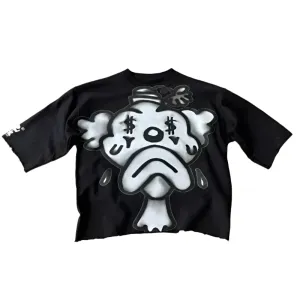 Sad Clown Graphic T-shirt - Edgy Black Graphic Vintage Tee