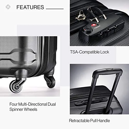 Samsonite Omni PC Hardside Expandable Luggage with Spinner Wheels, Black, Carry-On 20-Inch