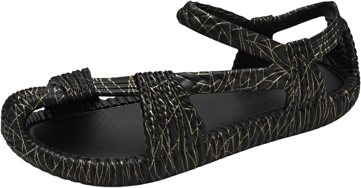Sandals Men's EVA Woven Straw Shoes Retro Ethnic Couples Beach Handmade Shoes Large Size Women Sandals for