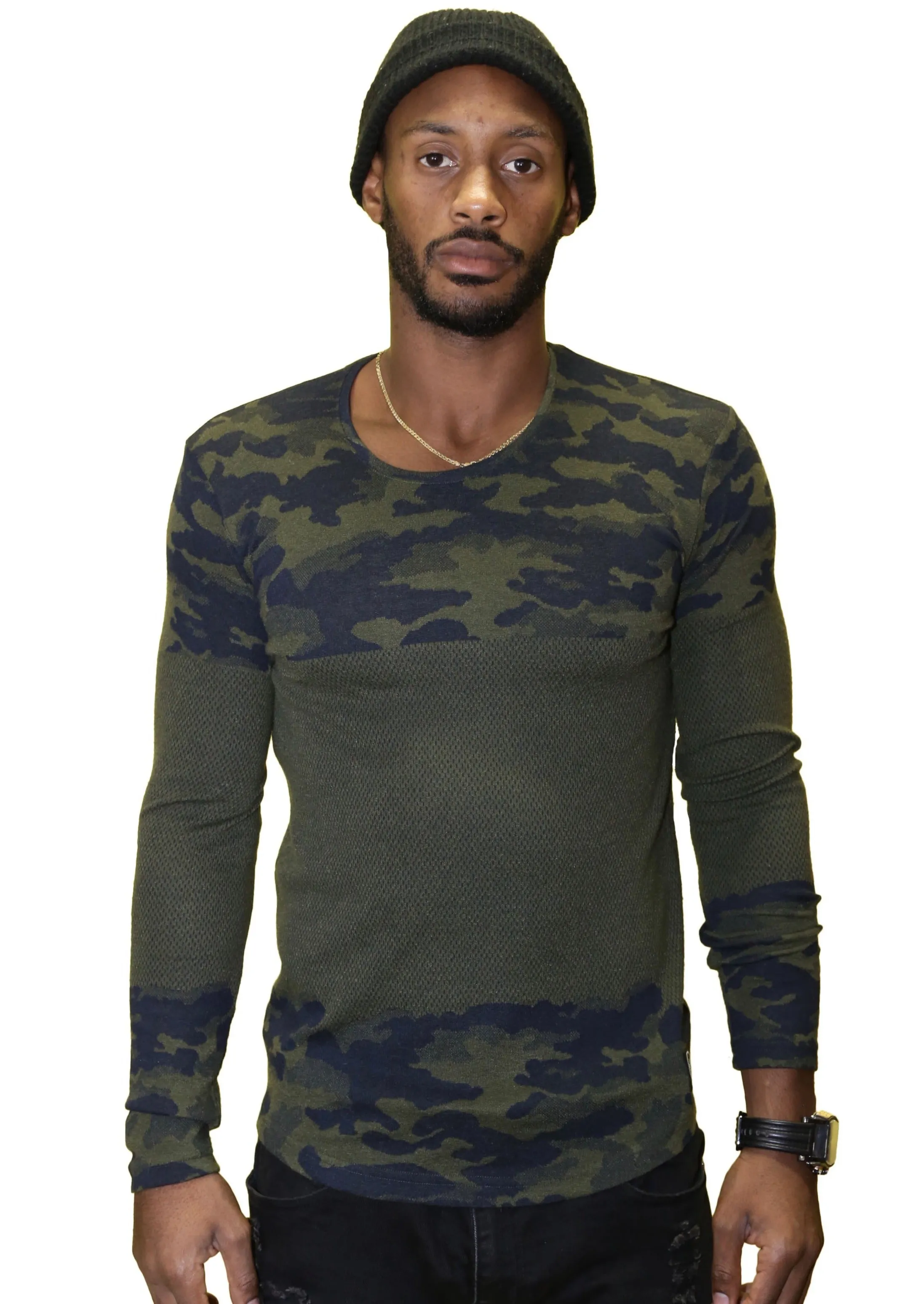 Saw LS European Slim Fit Camouflage Sweater.