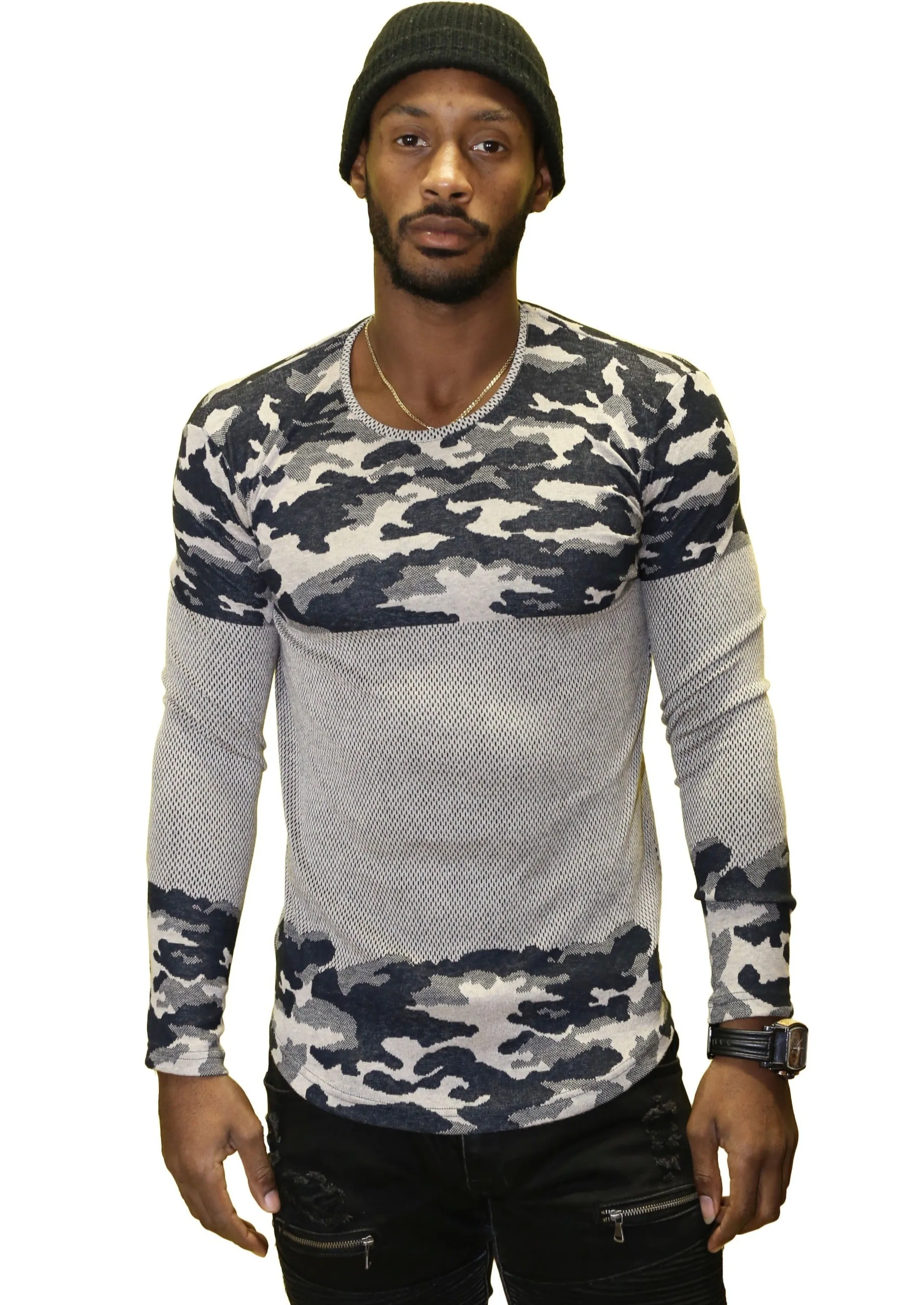 Saw LS European Slim Fit Camouflage Sweater.